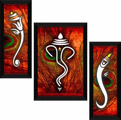 saf Ganesha UV Textured High Quality Digital Reprint 22.5 inch x 13.5 inch Painting