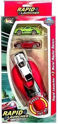 NIYAMAT 3Pcs Metal Die Cast Car with Rapid Launcher for Kids - Multi Color