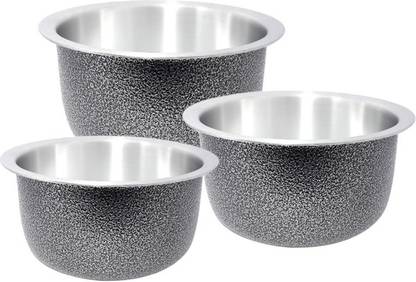bartan hub Tope /Bhagona/Patila Set Of 3 (2000 ML , 2500 ML , 3000 ML ,Aluminium Made , Dishwasher Safe) Cookware Set