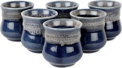 SGK STUDIO Pack of 6 Ceramic Ceramic Serving Kulhad for Tea Cups for Tea, Set of 6 (180 ML, Microwave & Oven Safe)