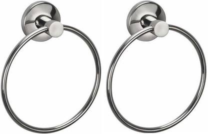 LABATHWAYS by pinnu Stainless Steel Towel Ring Bathroom Towel Holder - Towel Hanger with Chrome Finish (Pack of 2) Silver Towel Holder