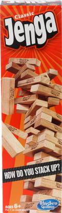 HASBRO GAMING Classic Jenga, Hardwood Blocks, Stacking Tower Game for Kids Ages 6 and Up, 1 or More Players Strategy & War Board Game