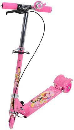 Bramahni Enterprise 3 WHEEL SCOOTER WITH LED LIGHTS, HAND BRAKE AND BELL (Pink) Tricycle (Pink (Multicolor) (Multicolor)