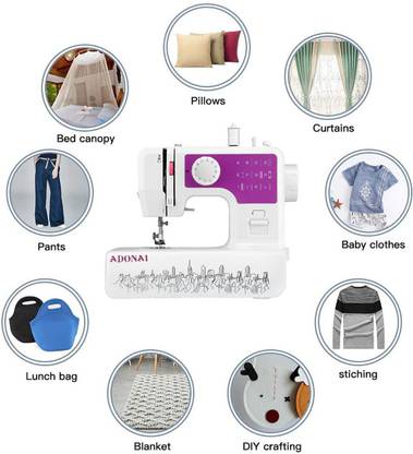 Adonai Multifunction Electric Sewing Machine with 12 inbuilt Stitches & Reverse Stitch, Portable and Light Weight Household Sewing Machine Heavy Duty, ( Built-in Stitches 12) Electric Sewing Machine