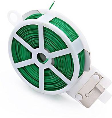 Orcoa Multi-Function Green – Coated Plastic Wire Spool with Cutter for Gardening, Home and Office Use. (Pack of 1) – (30M) Plastic Standard Cable Tie