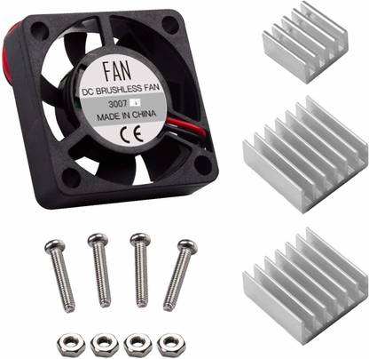 IDUINO Raspberry Pi 3 B+ Cooling Fan DC 12V with 3 Pieces Aluminum Heatsinks for Raspberry 3b, 2b, Model B+ Electronic Components Electronic Hobby Kit