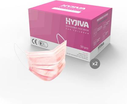 Hyjiva Disposable Face Mask for Kids & Children (Pink, 100 pieces) - 3-ply, Ear Loop, Nose Strip, Ultra-soft, Super-breathable, BFE > 99%, CE and ISO Certification HYJ-3EMCP-050 Surgical Mask With Melt Blown Fabric Layer