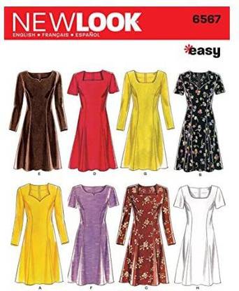 SCP New Look Sewing Pattern 6567 Misses DressesSize A (6-8-10-12-14-16)
