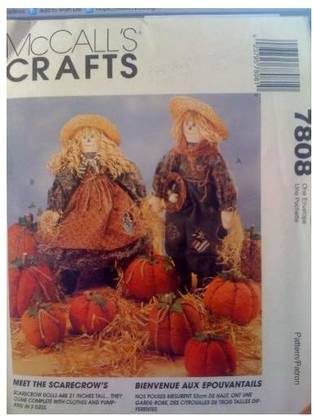 McCalls Pattern McCall's Crafts #7808 GirlBoy 21" Scarecrows and Pumpkins in three sizes