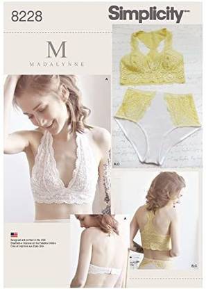 Simplicity Pattern 8228 Misses' Soft Cup Bras And Panties By Madalynne, Size 32A - 42Dd / Xs-Xl