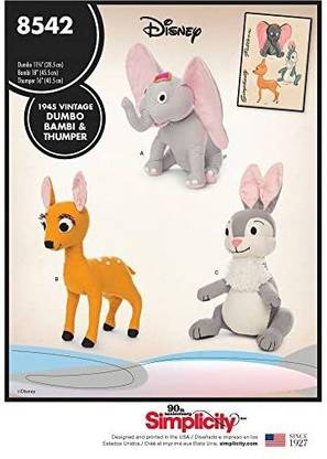 CSS Simplicity Vintage Vintage Disney DumboThumperand Bambi Stuffed Toy Sewing PatternsOne Size Only