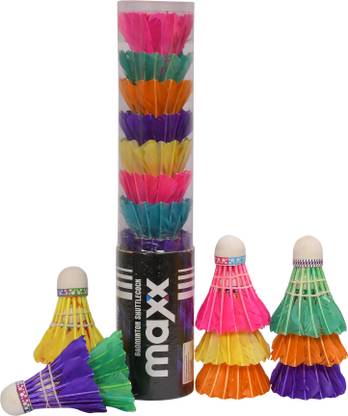 MegaPlay MAXX Badminton Feather Shuttlecock (10 pcs)Box Feather Shuttle  - Multicolor