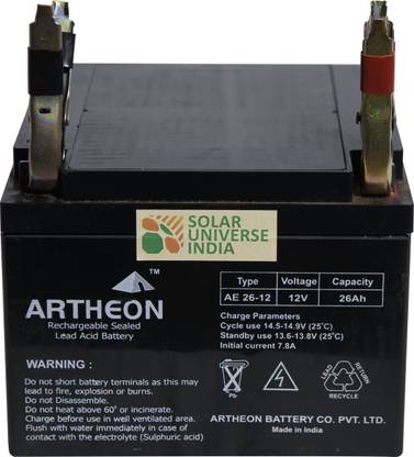 Artheon 12V 26AH SMF Battery for Solar , Wind , Telecom AGM Solar Battery