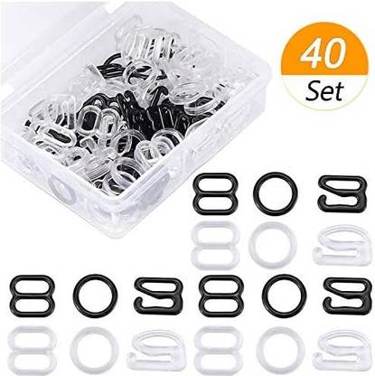 SelfTek 40 Sets Lingerie Adjustment Strap Slides and Rings 8mm Bra Strap Slide Hook Clasp for Swimsuit Tops and Slip Dress with