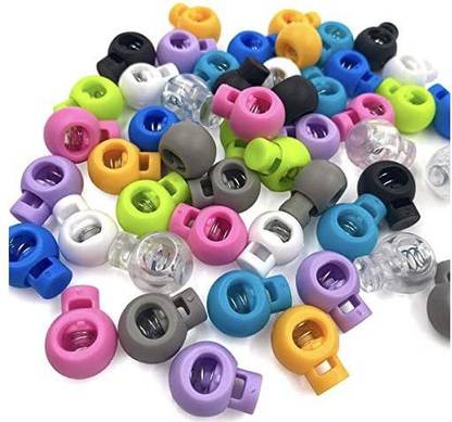 GINXIA 50Pcs Plastic Cord Locks Toggle Single Hole Spring Loaded Elastic Drawstring Rope Cord Locks Clip Ends Spring Stopper Sl