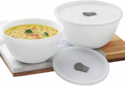 BOROSIL Opalware Serving Bowl Set of 2 Opal ware Serving Bowl Microwave Dishwasher Safe - 1000 + 1500 ml