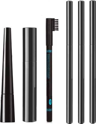 Insta Beauty Hyper Glossy Eyeliner + Hypercurl Mascara + MN Eyebrow Pencil+ Colossal Kajal 3 Piece