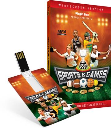 Inkmeo Movie Card - Sports And Games - English - Learn about more than 70 different Sports & Games - 8GB USB Memory Stick - High Definition(HD) MP4 Video