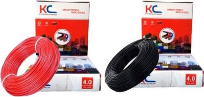D'Mak KC Cab PVC Insulated Wire Single Core Flexible Copper Wires for Domestic/Industrial (Pack of 2) 4 sq/mm Red, Black 90 m Wire