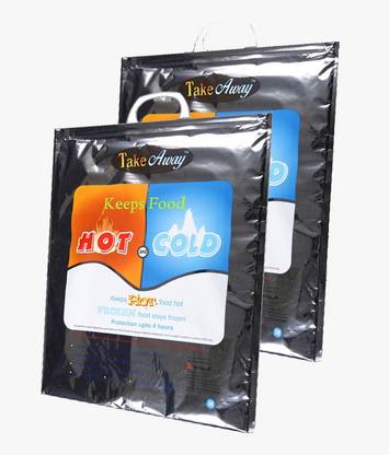 TakeAway Hot and Cold Bag for Food Storage,Reusable Thermal Bags, Medium (3 Layer Protection Size - 49 x 41 cm ) Pack of 2 Aluminium Foil