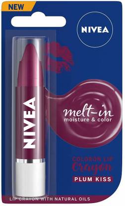 NIVEA Lip Crayon, Coloron Plum Kiss, Lip Balm*2 COMBO PLUM