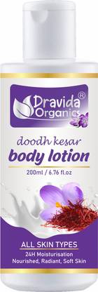 Dravida Organics Body Lotion Doodh Kesar - Moisturisation, Nourished, Radiant, Soft Skin