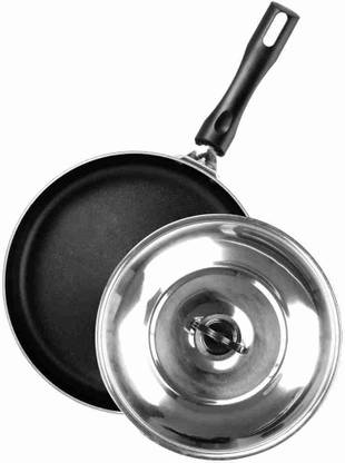 ORANGE ORANGE Aluminium Non Stick Fry Pan with S.S LID, 2.6mm Platina Series Taper Fry Pan 24 cm diameter with Lid 2.3 L capacity