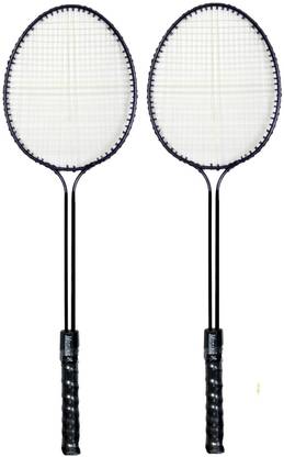 Monika Sports 2 Pc Double Shaft Badminton Racquet Black Strung Badminton Racquet