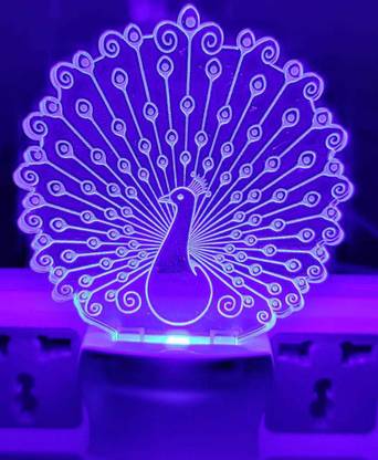 jkart Multicolour 3D Wonderful Peacock Design Night Lamp for Gift/Bedroom/Kids Night Lamp