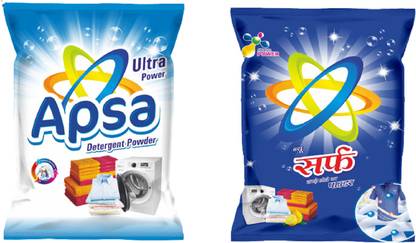 Apsa Ultra Power Detergent Powder (200 Gram) - Pack of 1 + New Surf Powder (5 Kg) - Pack of 1 (5200 gram) - Pack of 2 Detergent Powder