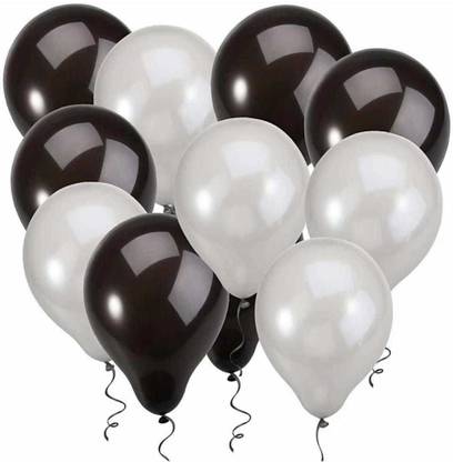 Prihit Solid Super Premium quality Solid Balloons (50 Black,50 White Pack of 100 Balloon