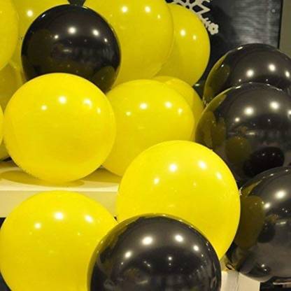 रिक्विक सॉलिड YELLOW AND BLACK BALLOONS 100 PCS METALLIC गुब्बारा