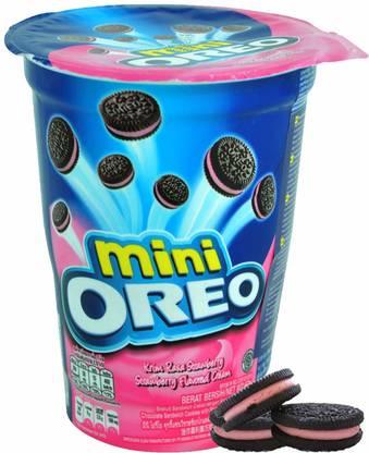 OREO mini Strawberry Flavoured Cream Pouch, 67 g Cream Sandwich Biscuit