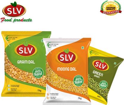 slv food products GRAM DAL-1Kg,MUNG DAL-1Kg,GREEN GRAM-500gm Combo