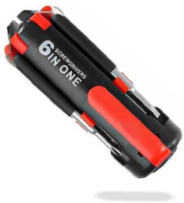 Retail basket 8 In one LED Portable Torch Combination Screwdriver Set Long Handle Screwdriver Set