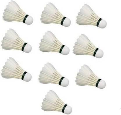 HeadTurners Badminton Shuttlecock || Feather Shuttlecock || White || 10 Piece || Made in India Feather Shuttle  - White