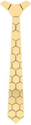 Treemoda Hex Unisex Pocket Square Golden tie for men Geometric Print Tie