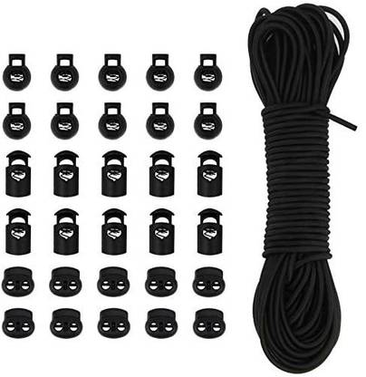 SANNIX 30 PCS Cord Locks Spring Toggles Stoppers and Elastic Cord(3/19" 65 Ft Lengths) for Drawstring Shoelaces Clothing Backpa