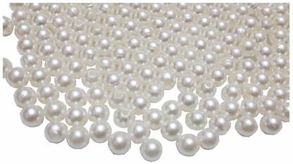 Dhruv Crafts Moti Pearl Beads for Jewellery Making, Necklace & Pearls for Embroidery | Round Shape (100, 6MM) White Beads