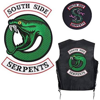 Knit 3 Piece Set Riverdale Large Southside Serpents Patches and 1 Piece Small Badge Southside Serpents Sew or Iron on Patches