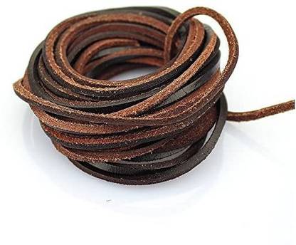 LolliBeads 3mm Flat Genuine Leather Strip Cord Braiding String Dark Espresso (5 Yards)