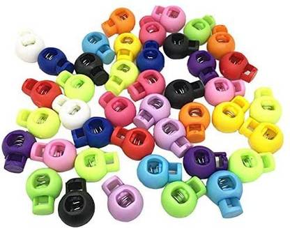 HugeDE 50 Pcs Plastic Spring Cord Locks Ends Drawstring Toggle Stoppers Slider Fastener for Camping