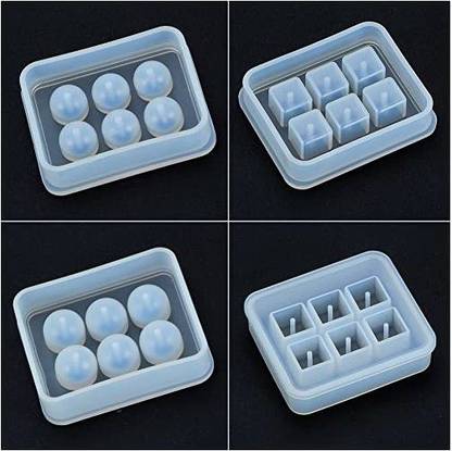 PH PandaHall 4 Pack Round Square Silicone Bead Molds with Holes Beads Resin Molds for Beads Gemstone Cabochon Jewelry Casting