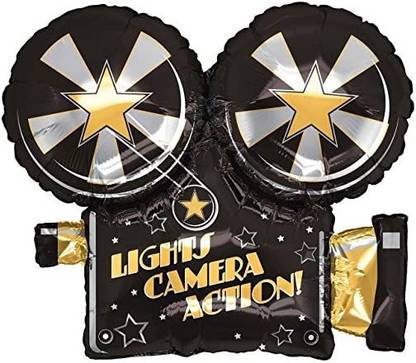 XL Solid 32" Lights Camera Action Movie Camera Super Shape Mylar Foil Balloon Party Balloon