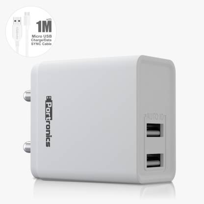 Portronics 15 W 2.4 A Multiport Mobile Charger with Detachable Cable