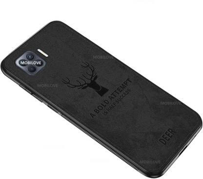 MOBILOVE Back Cover for Oppo F17 Pro | Deer Pattern Cloth Texture Leather Finish Soft Fabric Case