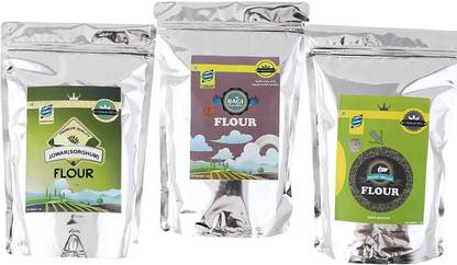 motherkart Premium Multigrain Atta Combo (Jowar Flour + Ragi Flour + Bajra Flour 1+1+1= 3KG) pack