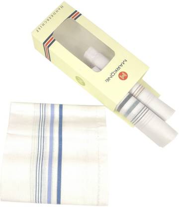 Uniqon Set Of 3 Pcs Premium Quality Men's/Boy's Pure Cotton Markone White Color With Border Line Design Rumal/ Hankies/ Hanky/ Handkerchief ["White"] Handkerchief