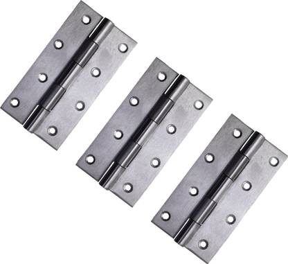 Life Vision Door Butt Hinges 5 inch x 14 Gauge/ 2 mm Thickness Stainless Steel, Silver Matt Finish, Pack of 3 Piece Butt/Mortise Hinge