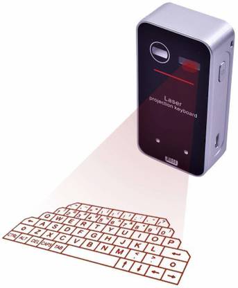 microware Laser Projection Bluetooth Virtual Keyboard & Mouse with Build in Display Screen Bluetooth Handheld Multi-device Keyboard